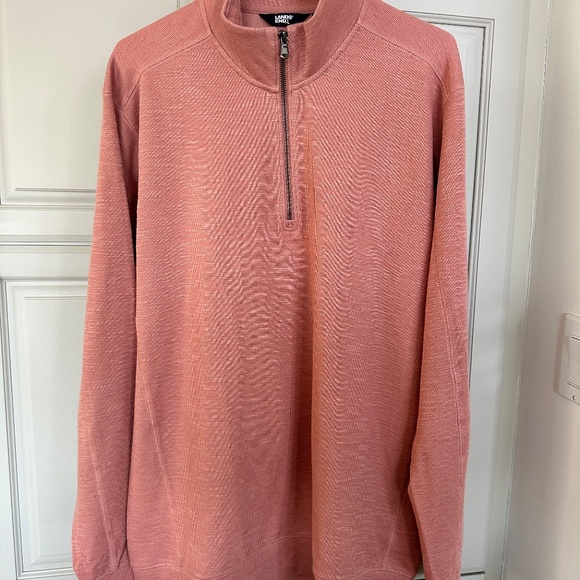 Lands End Mens LT Quarter Zip Sweater Large Tall Salmon - Picture 2 of 7